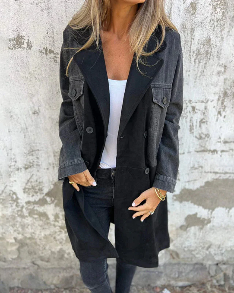 Sara - Denim Camel Coat