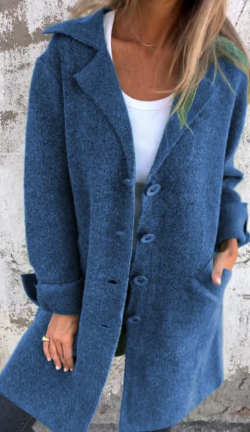 Baylea - Casual Long Jacket with Wool Collar