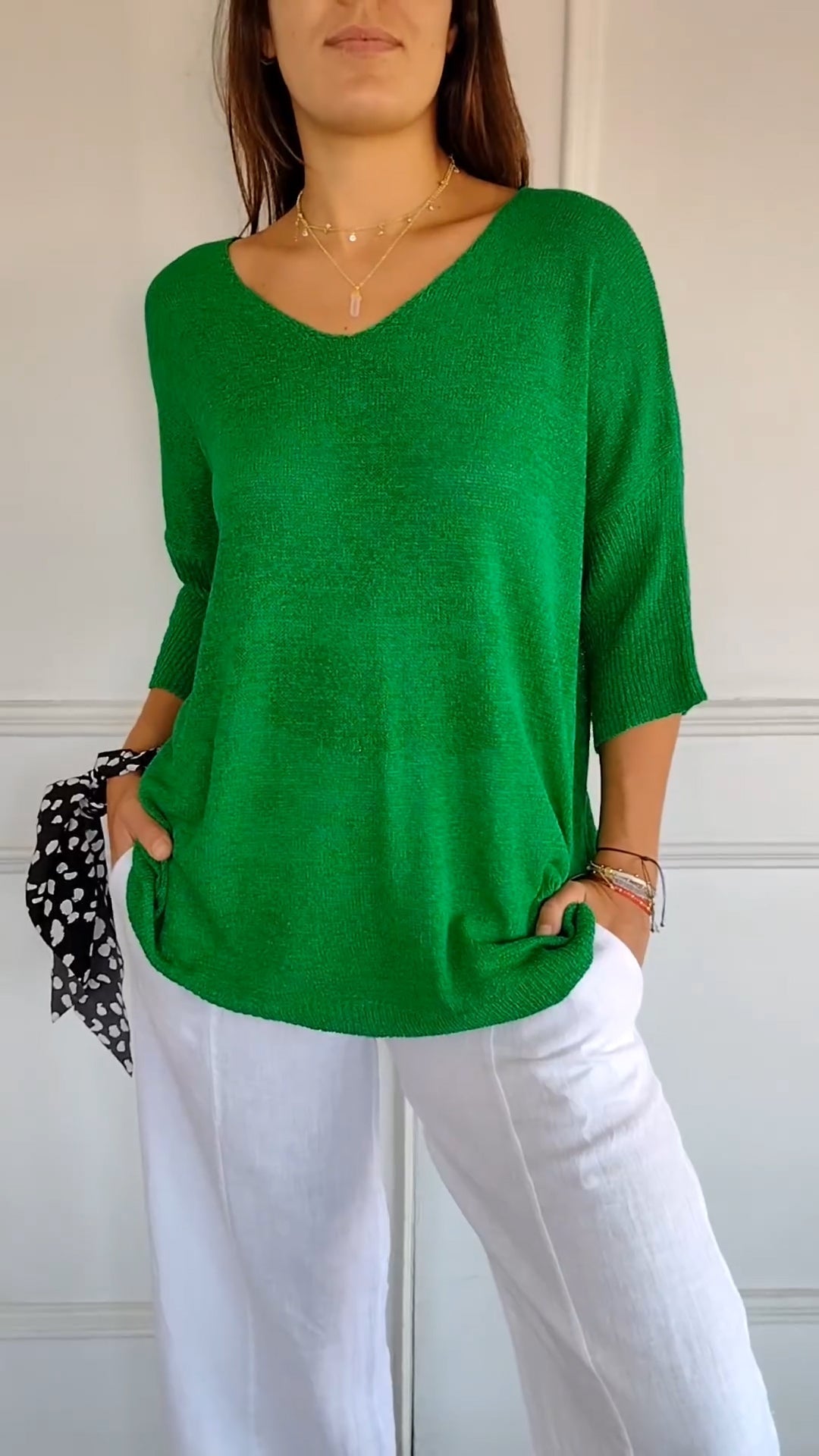 Anna - Knitted V-Neck T-Shirt