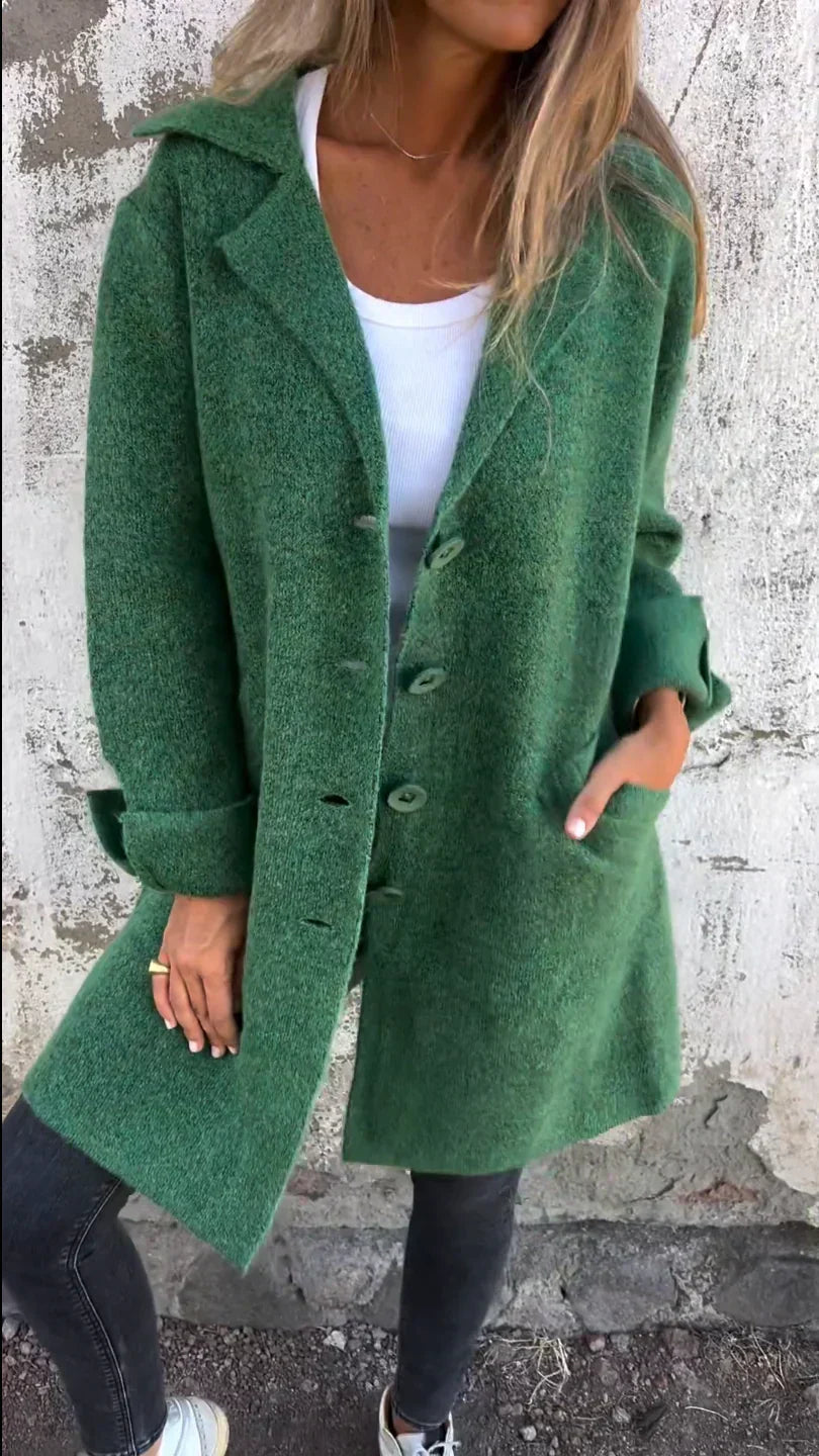Baylea - Casual Long Jacket with Wool Collar