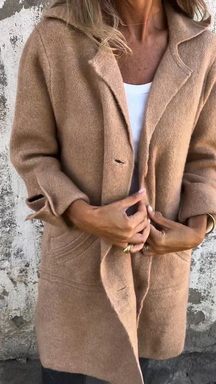Baylea - Casual Long Jacket with Wool Collar