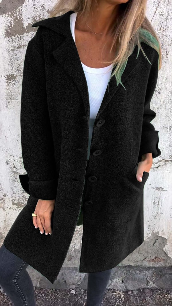 Baylea - Casual Long Jacket with Wool Collar