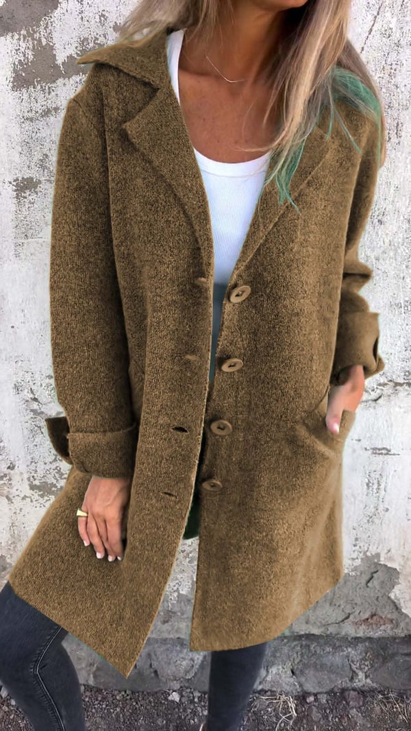 Baylea - Casual Long Jacket with Wool Collar