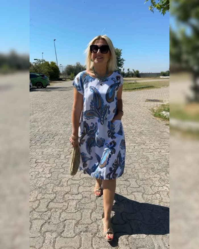 Hazal™ - Dress with Round Cuts and Beautiful Print