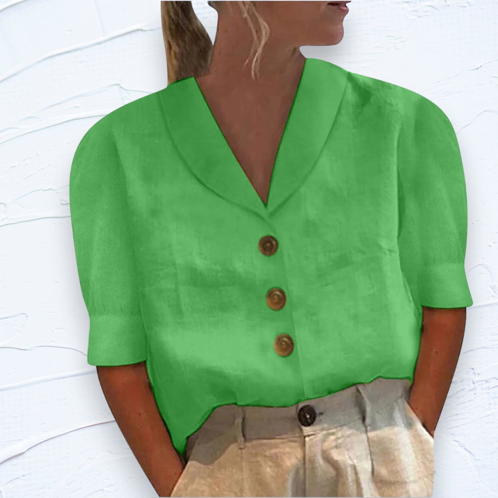 Retro Chic Blouse with Buttons and Front Tie
