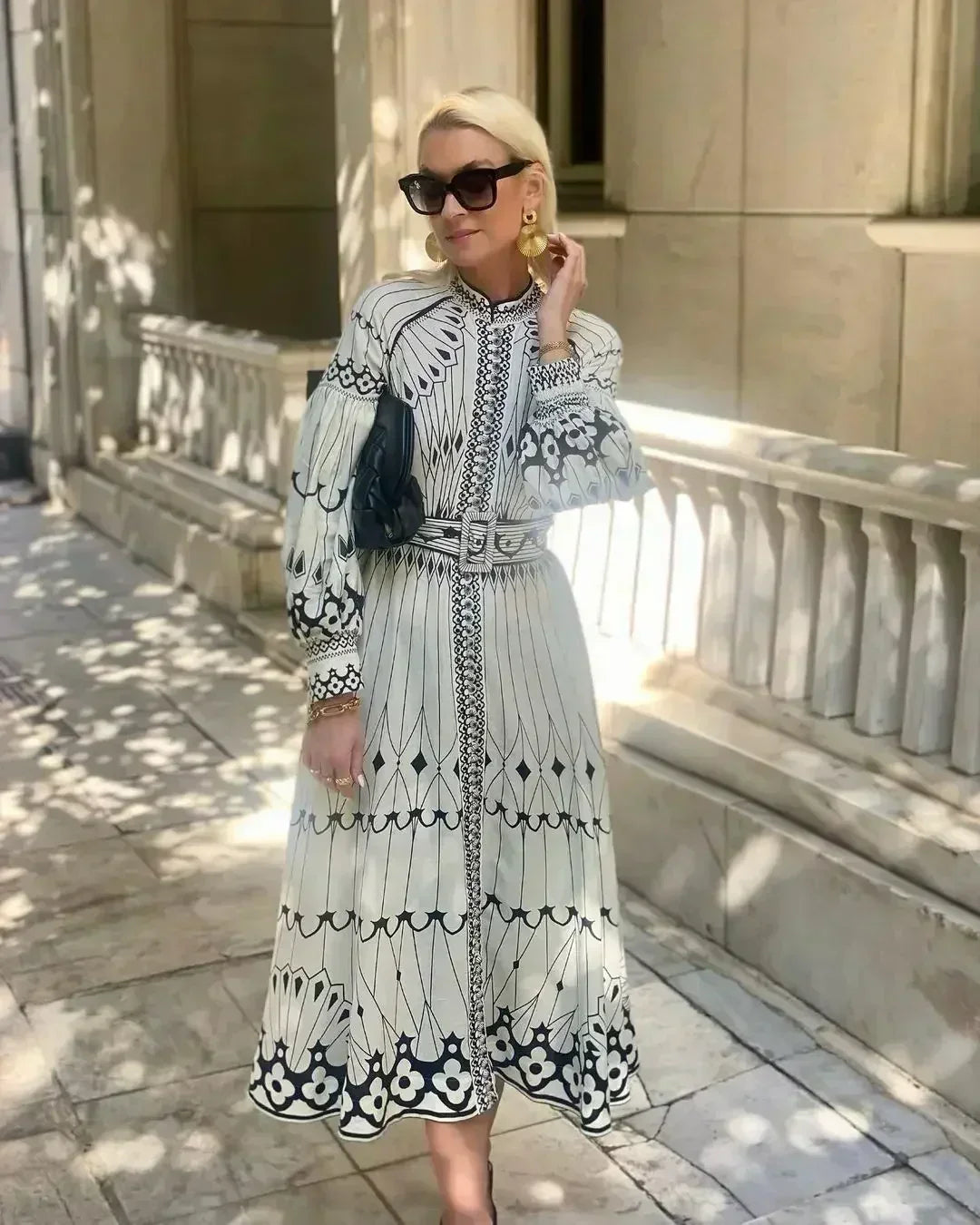 Eulalia - Retro High Neck Boho Dress