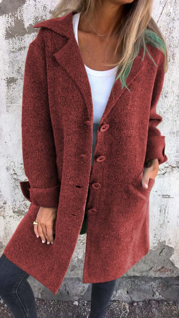 Baylea - Casual Long Jacket with Wool Collar