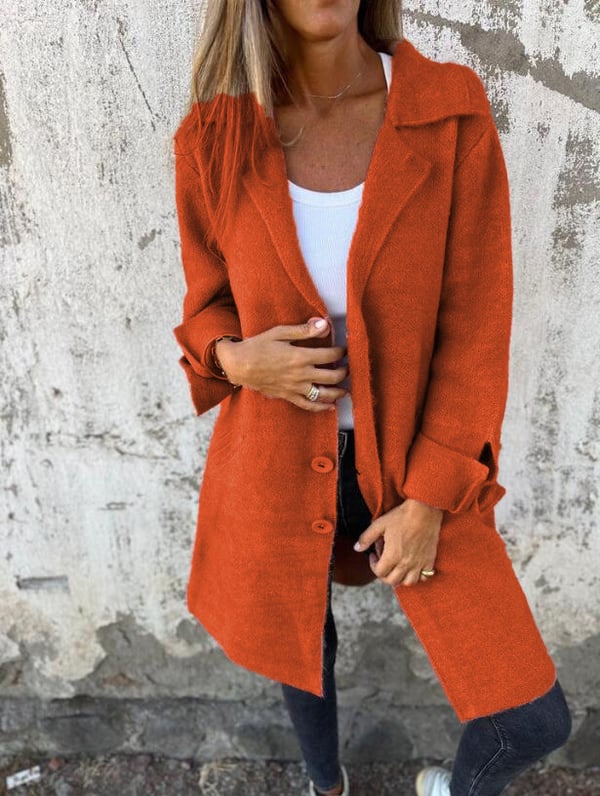 Baylea - Casual Long Jacket with Wool Collar