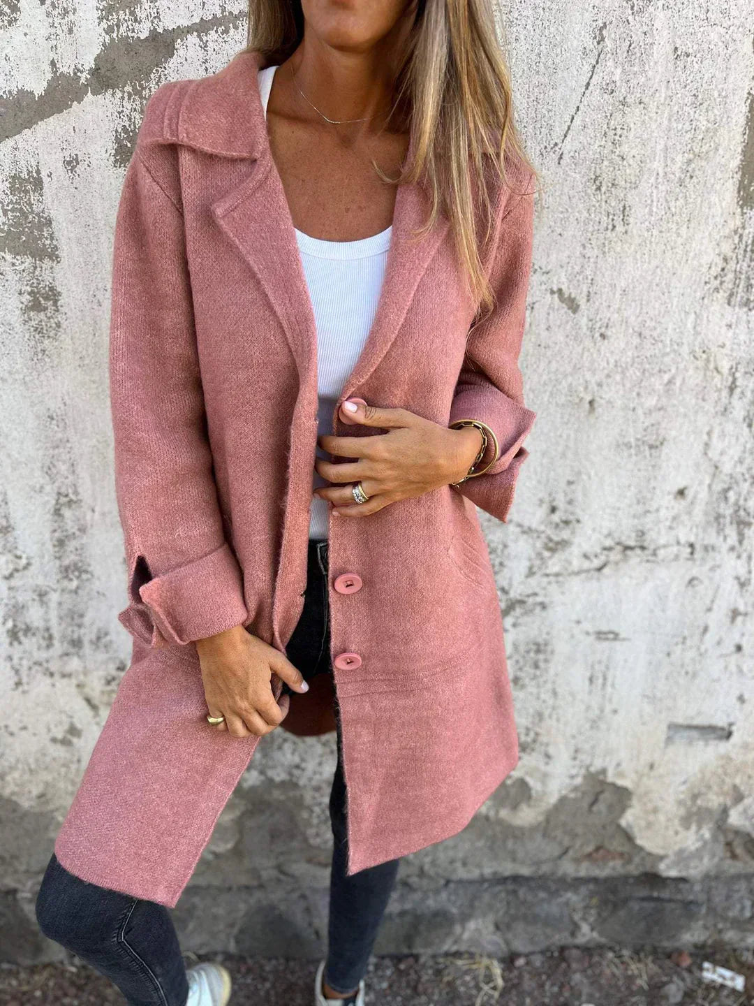 Baylea - Casual Long Jacket with Wool Collar