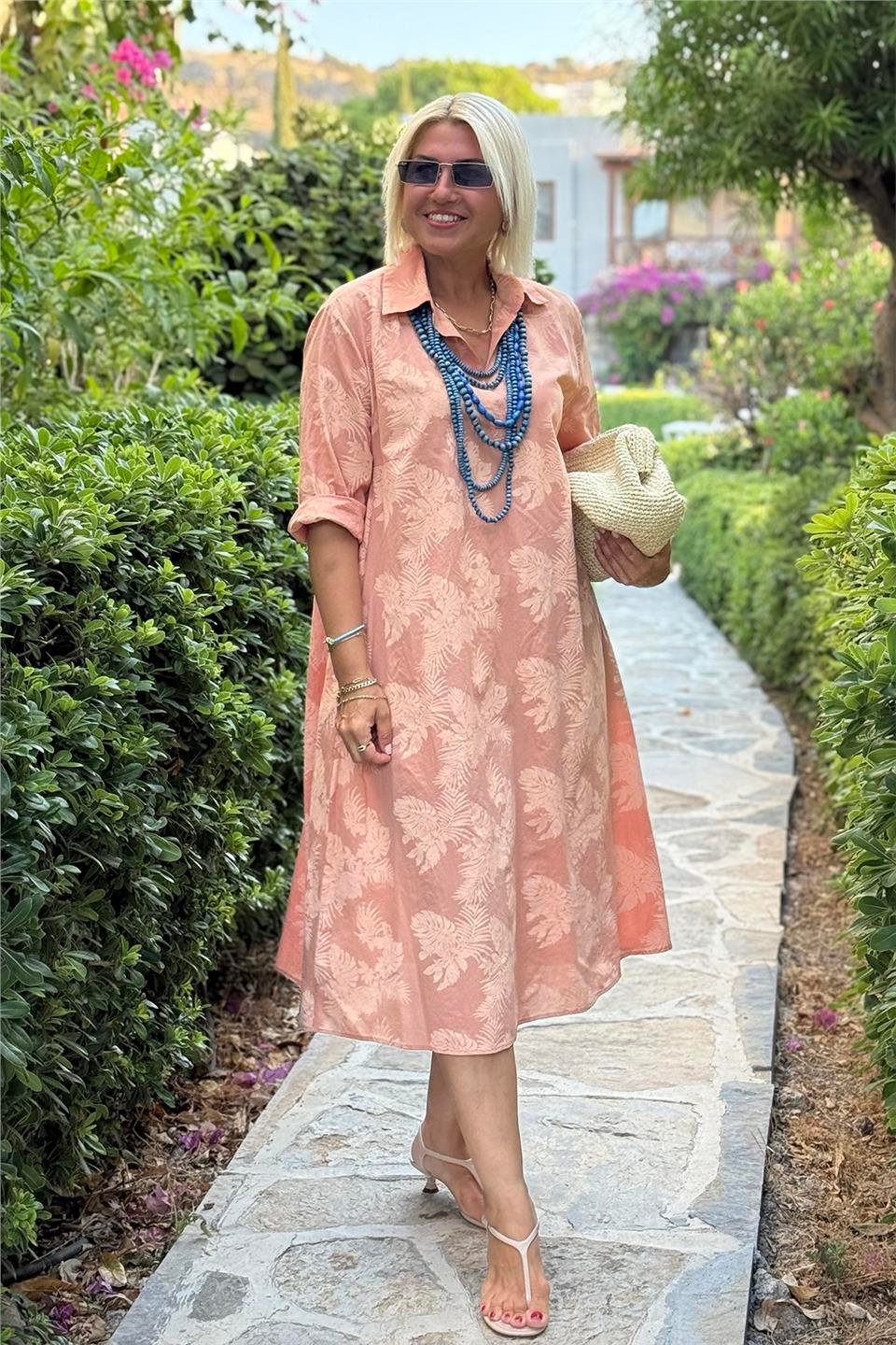 Nora – Leaf Pattern and Comfortable Fit Dress