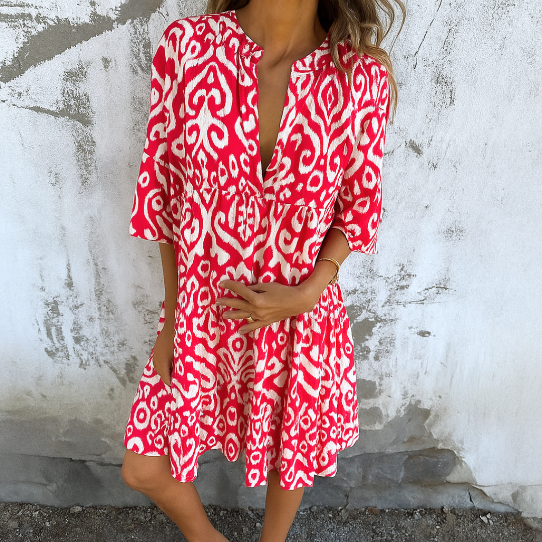 FLORELLA - ELEGANT DRESS WITH V-NECK