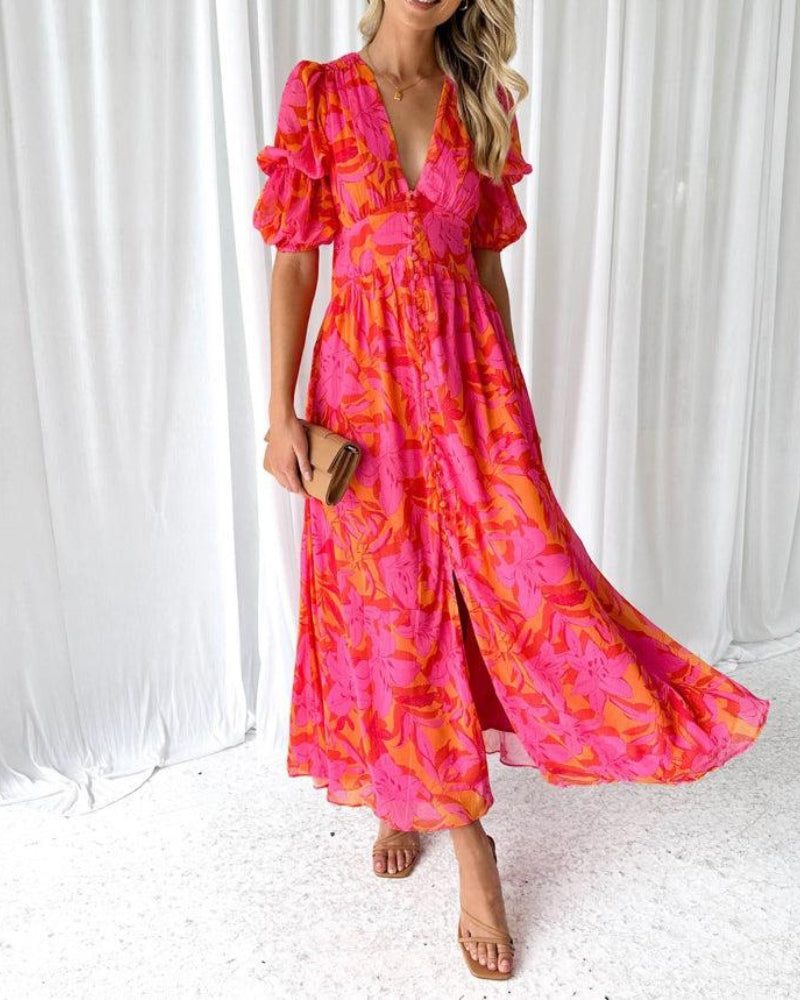 DERANA - PINK RED MAXI DRESS