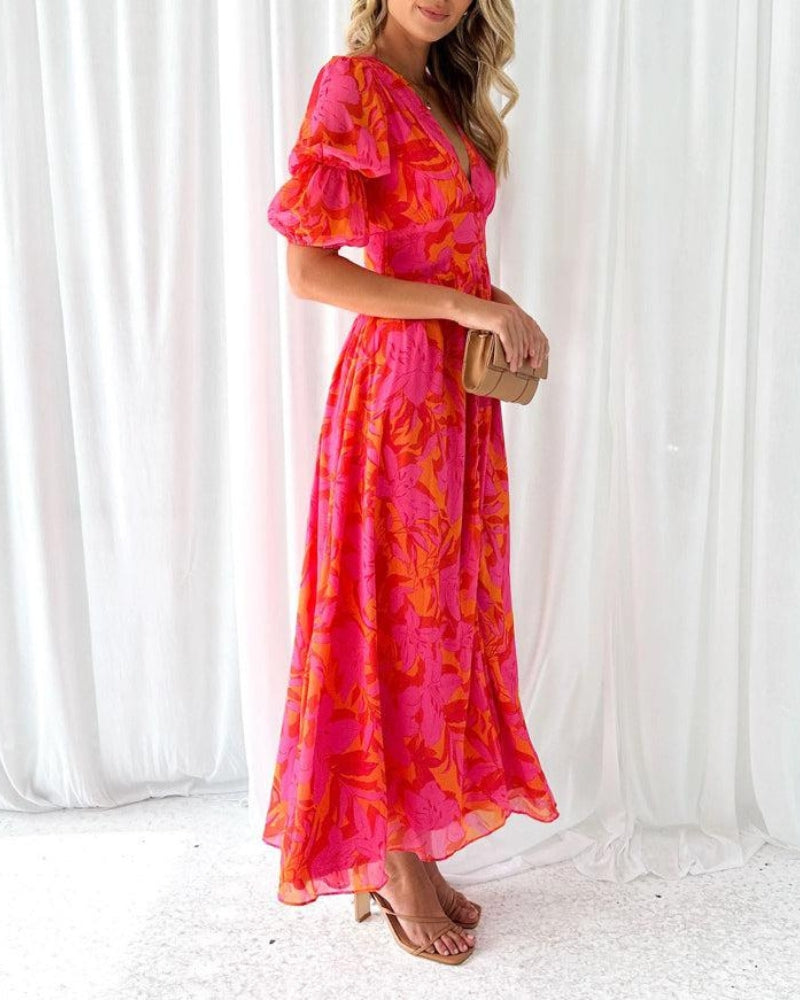 DERANA - PINK RED MAXI DRESS