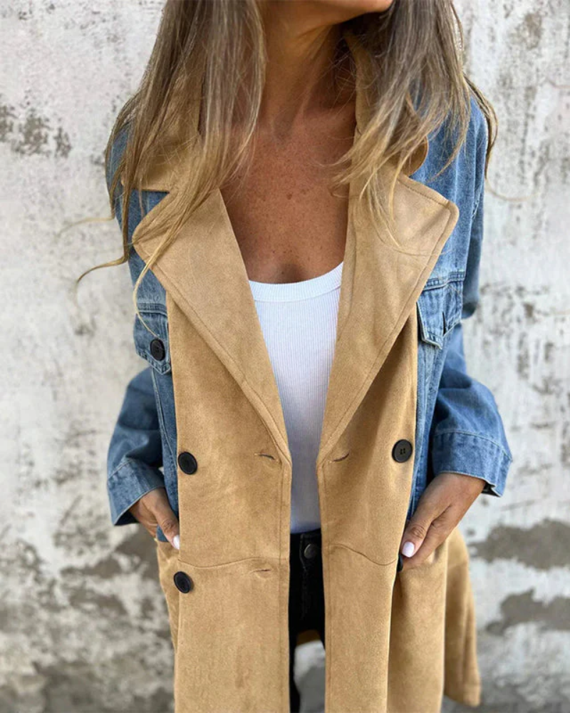 Sara - Denim Camel Coat