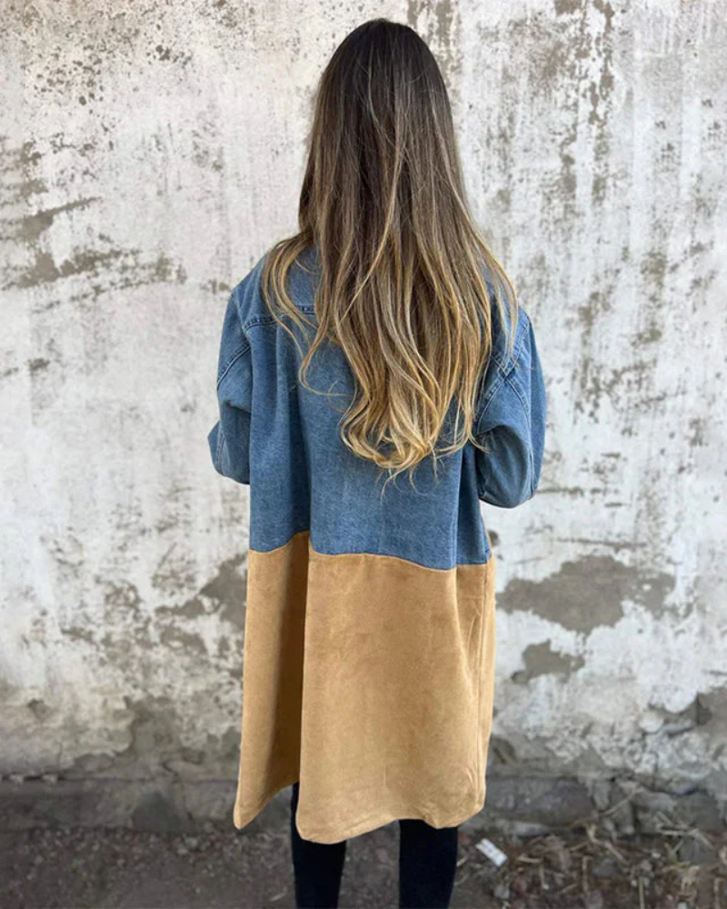 Sara - Denim Camel Coat