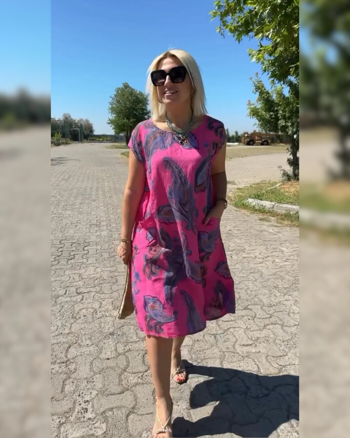 Hazal™ - Dress with Round Cuts and Beautiful Print