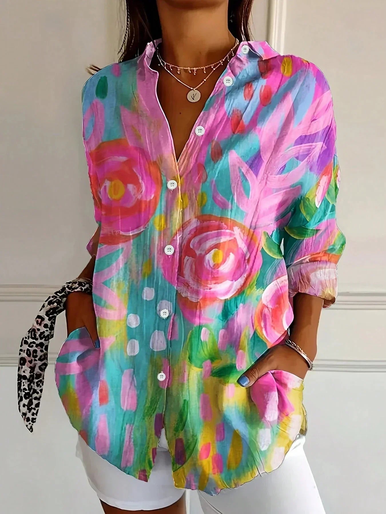 Annika - Colourful Blouse with Playful Pattern