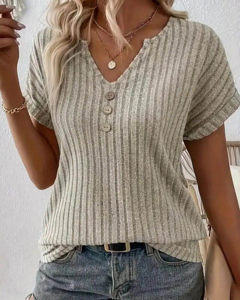 ROSINA KNIT BLOUSE WITH V-NECK