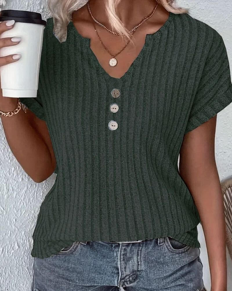 ROSINA KNIT BLOUSE WITH V-NECK