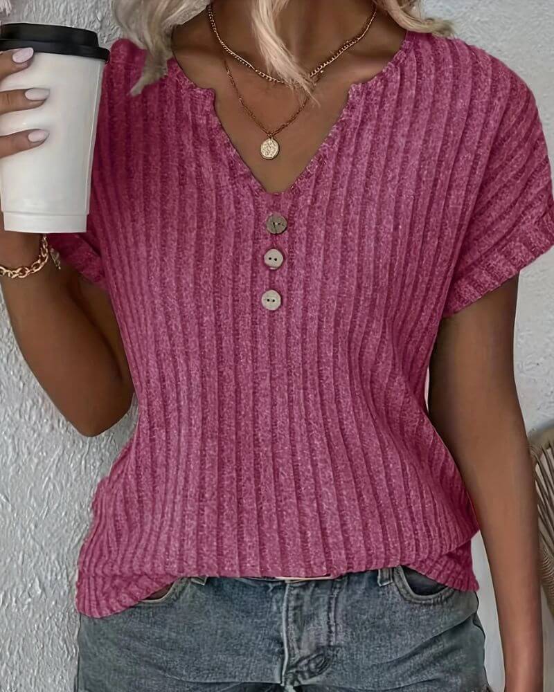 ROSINA KNIT BLOUSE WITH V-NECK