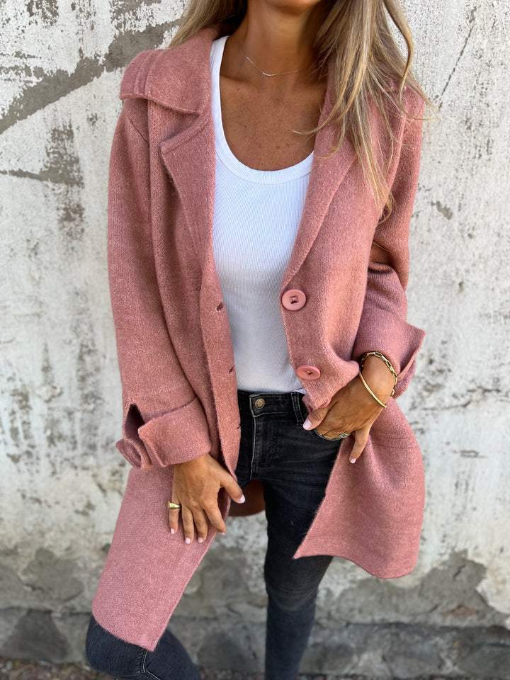 Baylea - Casual Long Jacket with Wool Collar