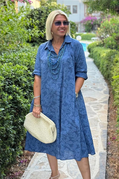 Nora – Leaf Pattern and Comfortable Fit Dress